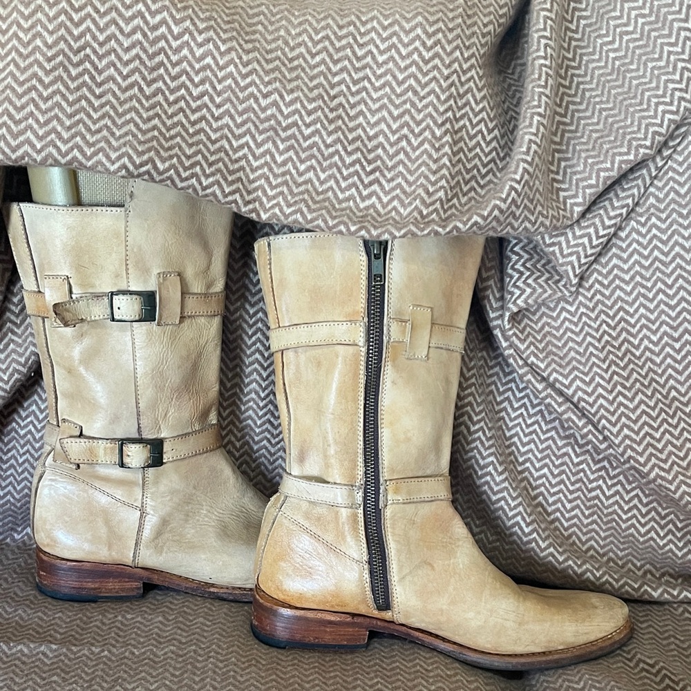 BED|STU Tan Leather Moto Boots